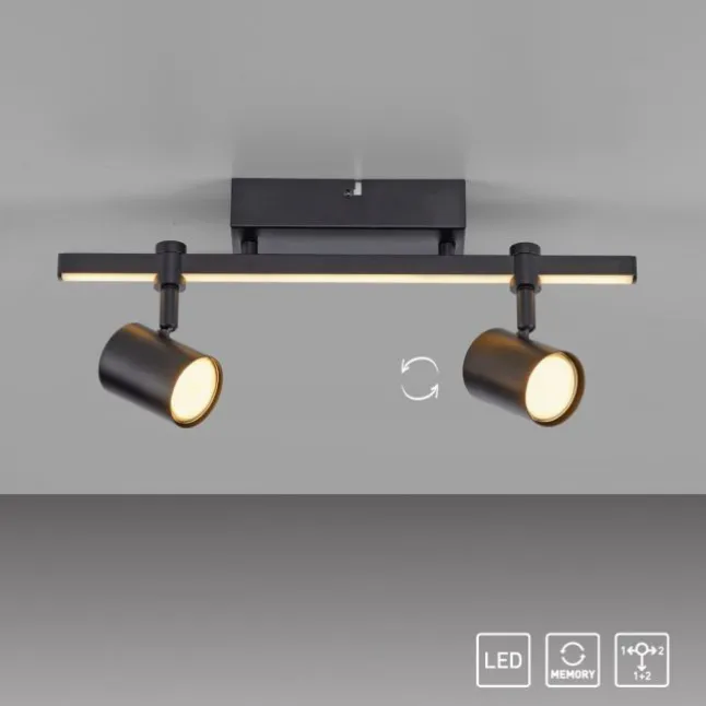 LED Deckenlampe 2 flammig mit LED Board schwarz drehbar Memoryfunktion