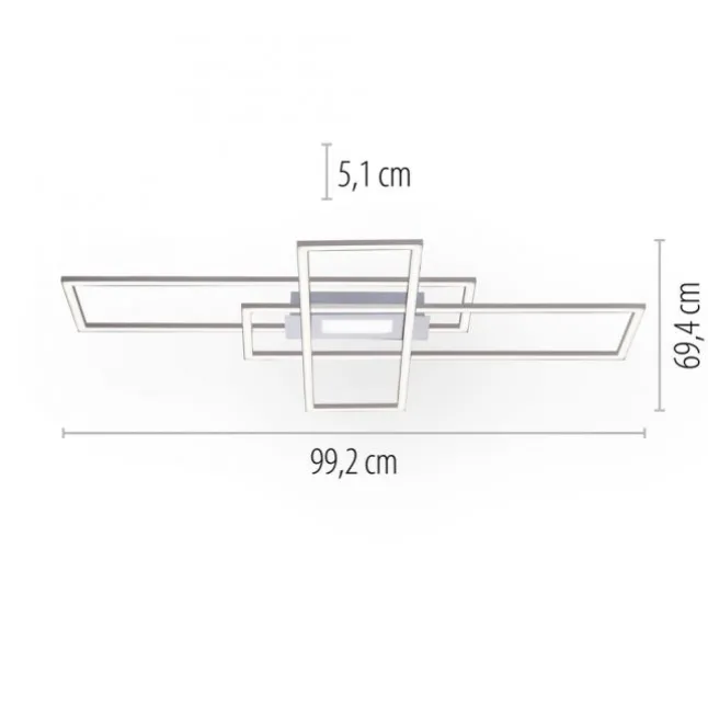 LED Deckenlampe silberfarbig 99x29cm rechteckig dimmbar Downlight+Sidelight