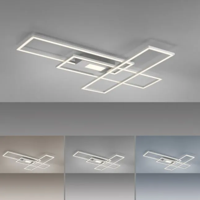 LED Deckenlampe silberfarbig 99x29cm rechteckig dimmbar Downlight+Sidelight