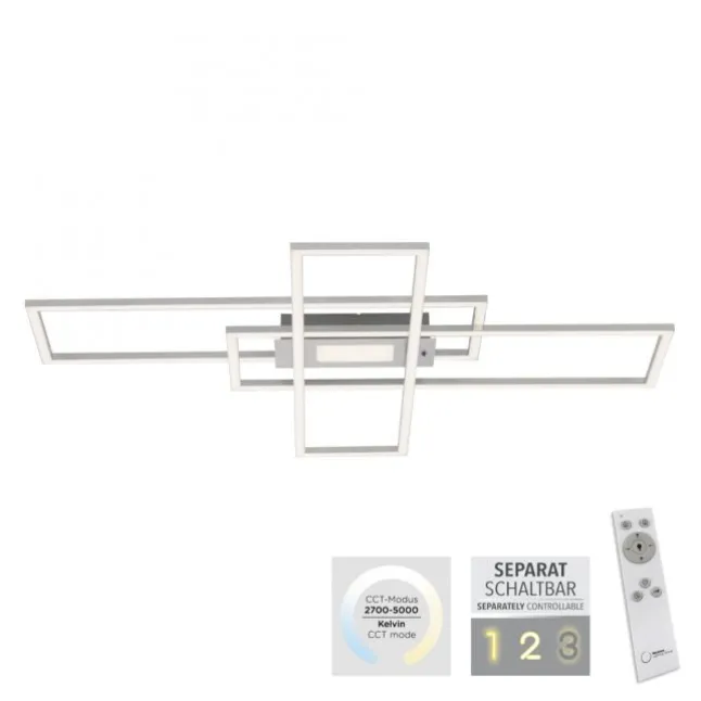 LED Deckenlampe silberfarbig 99x29cm rechteckig dimmbar Downlight+Sidelight
