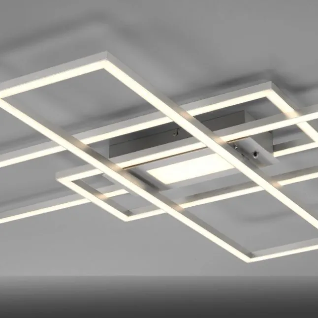 LED Deckenlampe silberfarbig 99x29cm rechteckig dimmbar Downlight+Sidelight
