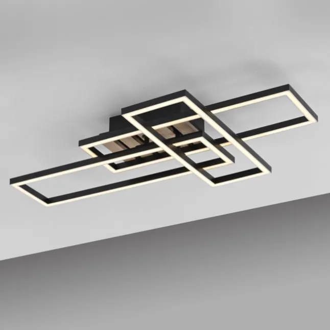 LED Deckenleuchte AKUSTIKA, Holz-natur, modern, schwarz, drehbar