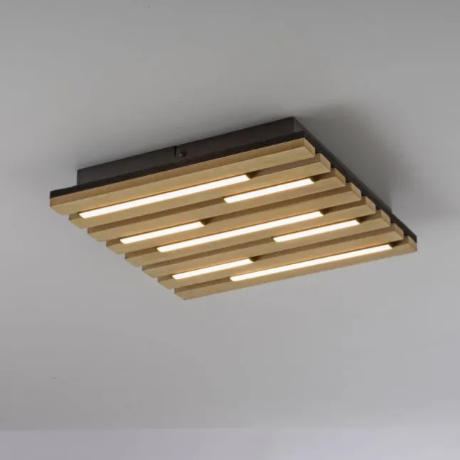 LED Deckenleuchte AKUSTIK, Holz-natur, quadratisch