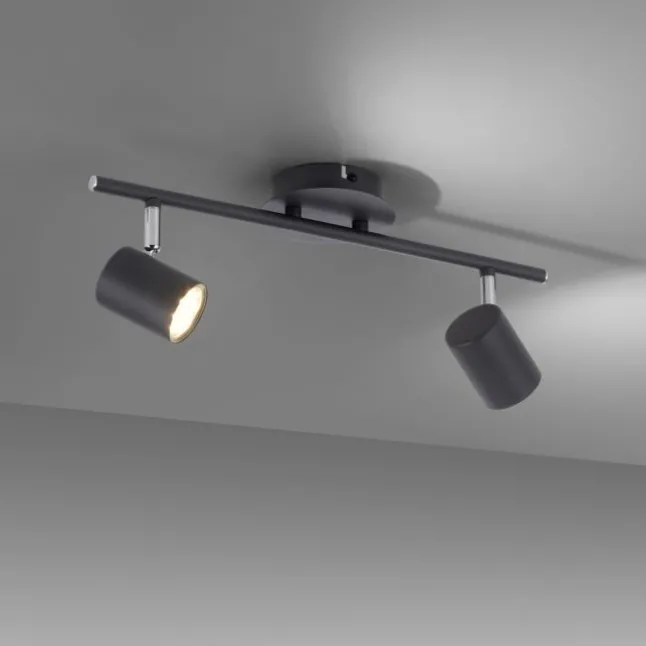 LED Deckenleuchte, anthrazit, 2 Flammig, schwenkbare Leuchtspots