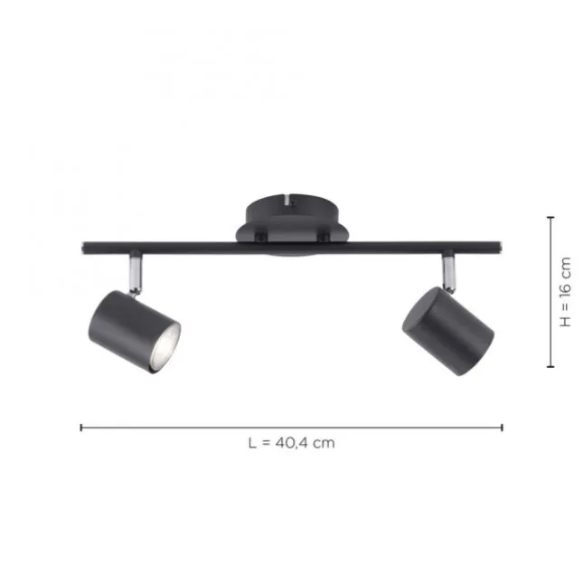LED Deckenleuchte, anthrazit, 2 Flammig, schwenkbare Leuchtspots