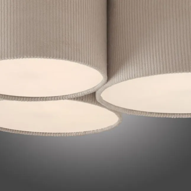 LED Deckenleuchte beige Cord Lampenschirm Schlafzimmer