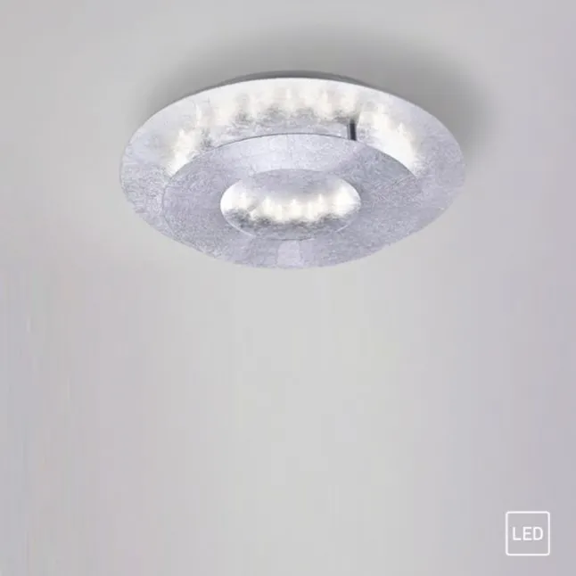 LED-Deckenleuchte, Blattsilberoptik, drehbaren Leuchtenring, Ø 34cm