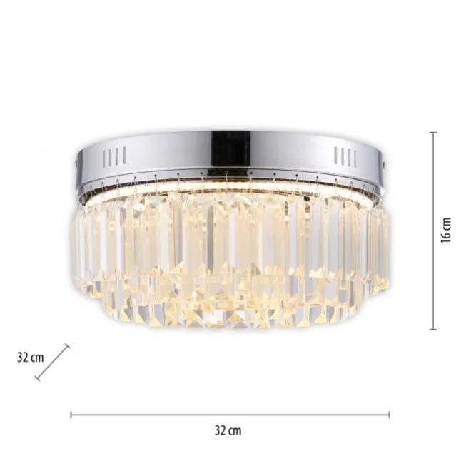 LED Deckenleuchte chrom Kristallanhänger dimmbar Memoryfunktion