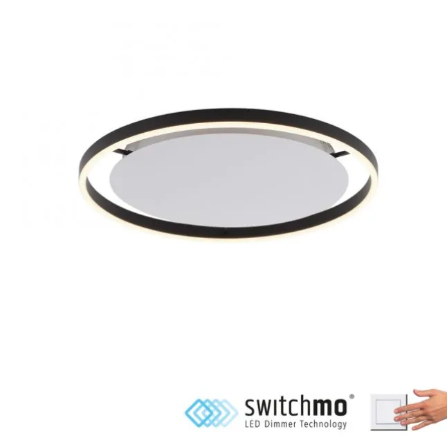 LED Deckenleuchte, dimmbar, anthrazit, rund 50cm, warmweiß