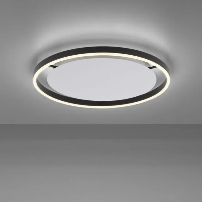 LED Deckenleuchte, dimmbar, anthrazit, rund 50cm, warmweiß