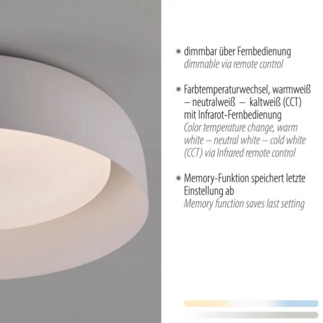 LED Deckenleuchte D=40 weiß dimmbar per Fernbedienung CCT