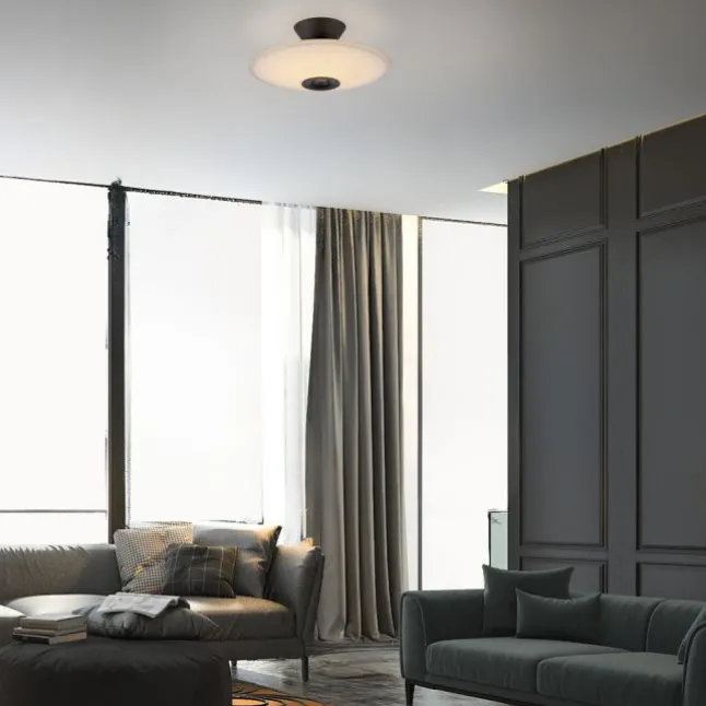 LED Deckenleuchte, ELIPSA, schwarz, Tronicdimmer, Opalglas