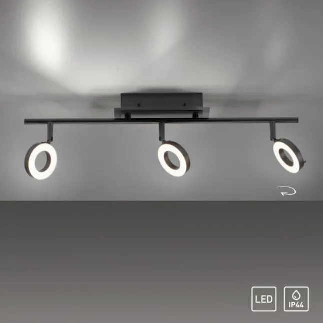 LED Deckenleuchte 3 flammig anthrazitfarbig drehbar IP44 warmweiß
