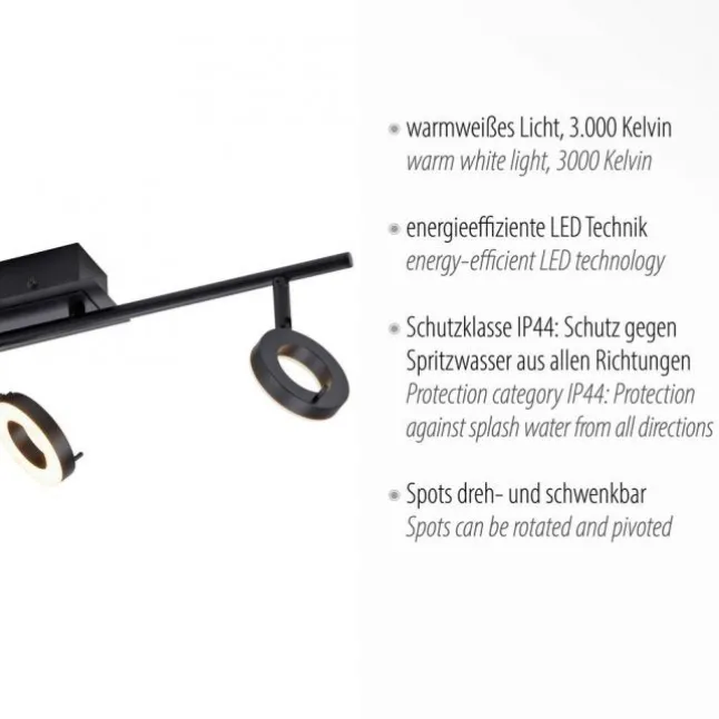 LED Deckenleuchte 3 flammig anthrazitfarbig drehbar IP44 warmweiß