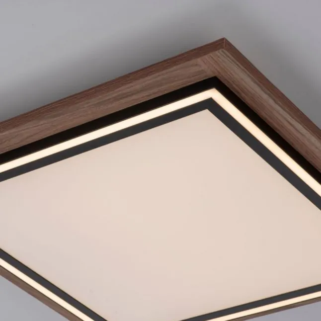 LED-Deckenleuchte, Holzoptik, dimmbar, Fernbedienung, CCT