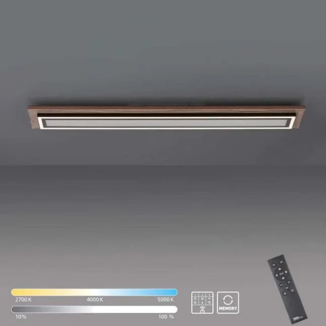 LED-Deckenleuchte, Holzoptik, dimmbar, Fernbedienung, CCT