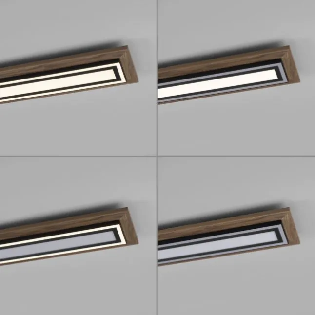 LED-Deckenleuchte, Holzoptik, dimmbar, Fernbedienung, CCT