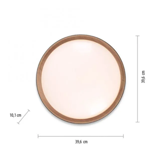 LED Deckenleuchte Holzoptik grau rund dimmbar Wandschalter energiesparend