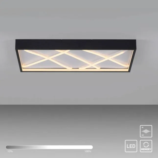 LED Deckenleuchte MIKADO, schwarz, rechteckig, dimmbar, Memoryfunktion