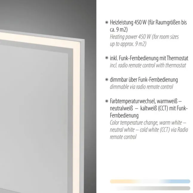 LED Deckenleuchte mit Infarot Heizung eckig weiß Fernbedienung