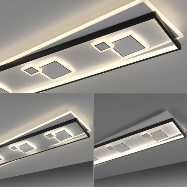 LED Deckenleuchte rechteckig schwarz weiß schaltbar warmweiß Licht