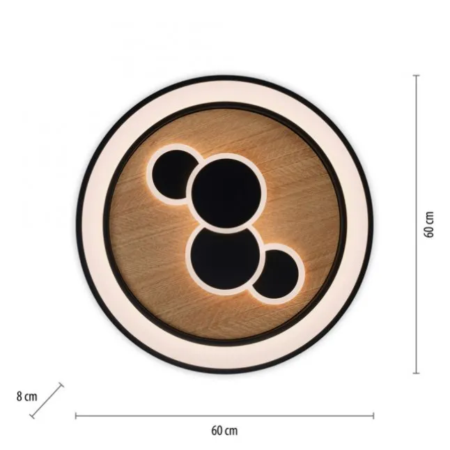 LED Deckenleuchte rund Holz Natur Eiche Serienschaltung steuerbar