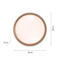 LED Deckenleuchte, rund, schwarz, dimmbar, Holzoptik, warmweiß, Deckenlampe
