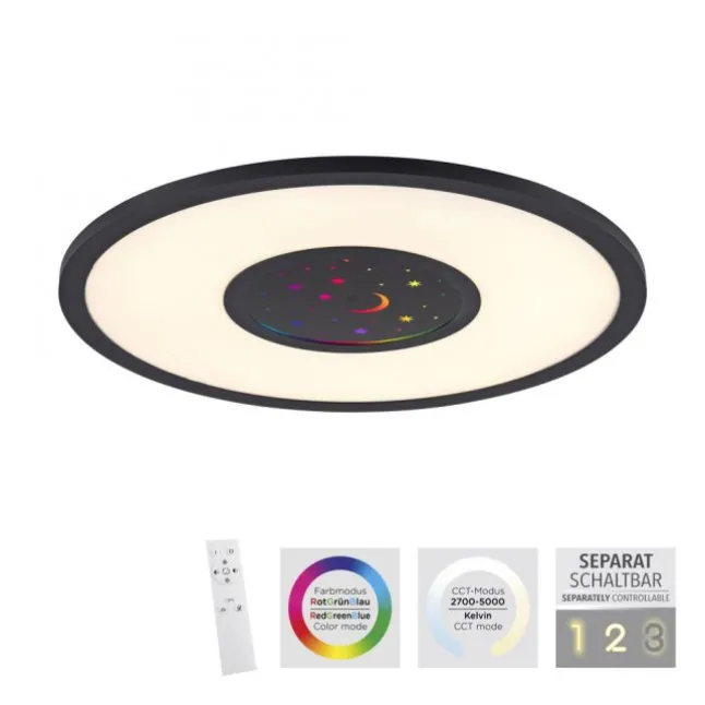 LED Deckenleuchte schwarz CCT RGB Fernbedienung dimmbar Memoryfunktion