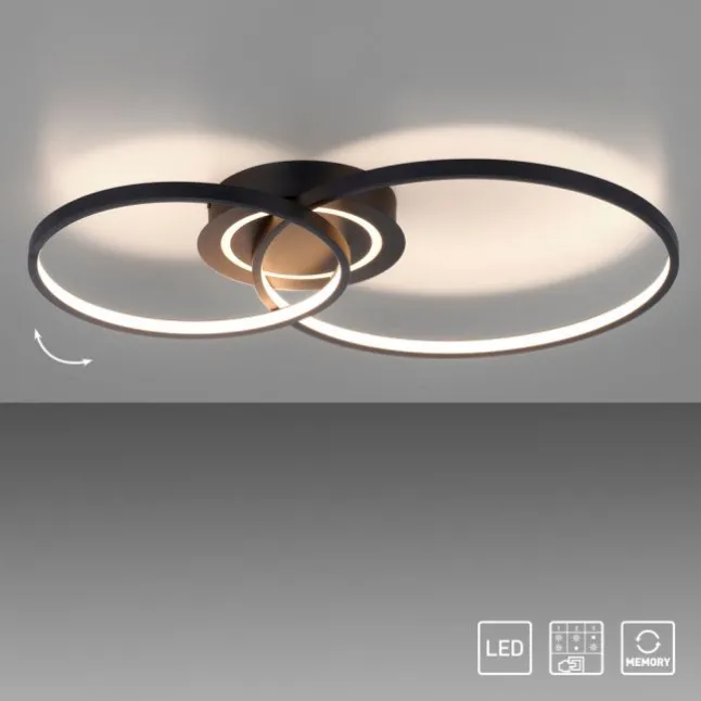 LED Deckenleuchte schwarz drehbar rund Lichtring getrennt schaltbar