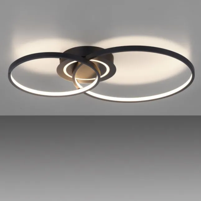 LED Deckenleuchte schwarz drehbar rund Lichtring getrennt schaltbar