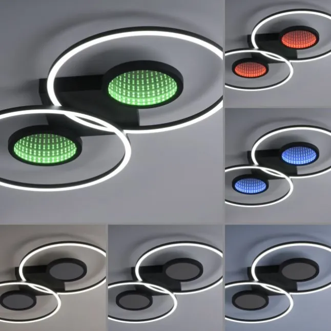 LED Deckenleuchte schwarz Effekte RGB Rainbow CCT dimmbar Fernbedienung