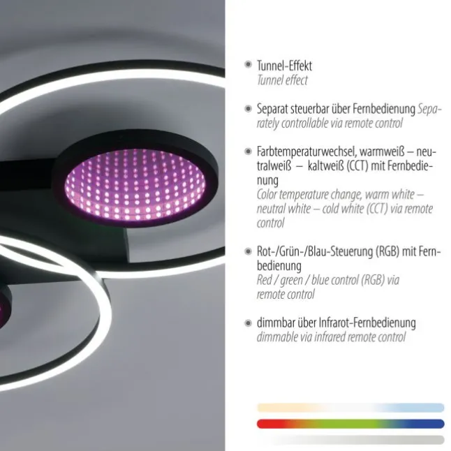 LED Deckenleuchte schwarz Effekte RGB Rainbow CCT dimmbar Fernbedienung