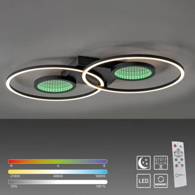 LED Deckenleuchte schwarz Effekte RGB Rainbow CCT dimmbar Fernbedienung