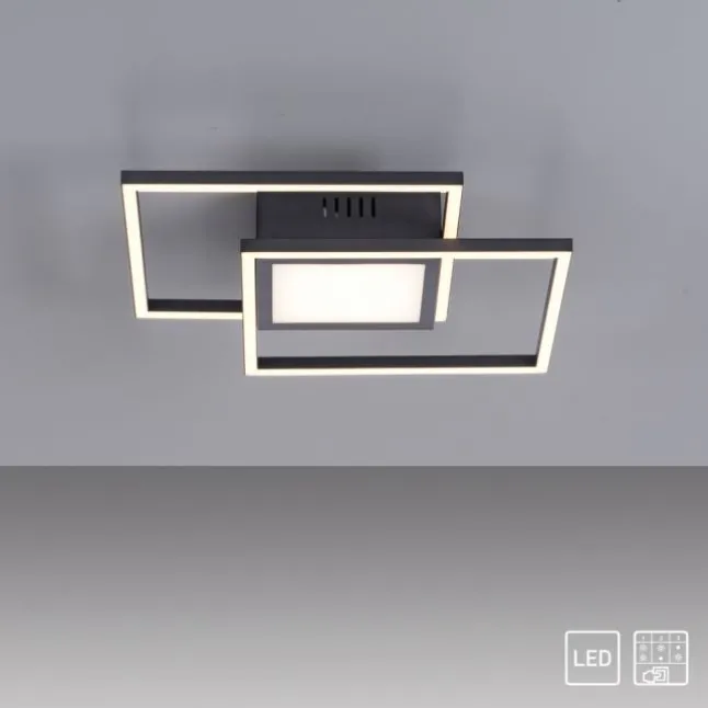 LED Deckenleuchte schwarz quadratisch modern steuerbar Innenlampe