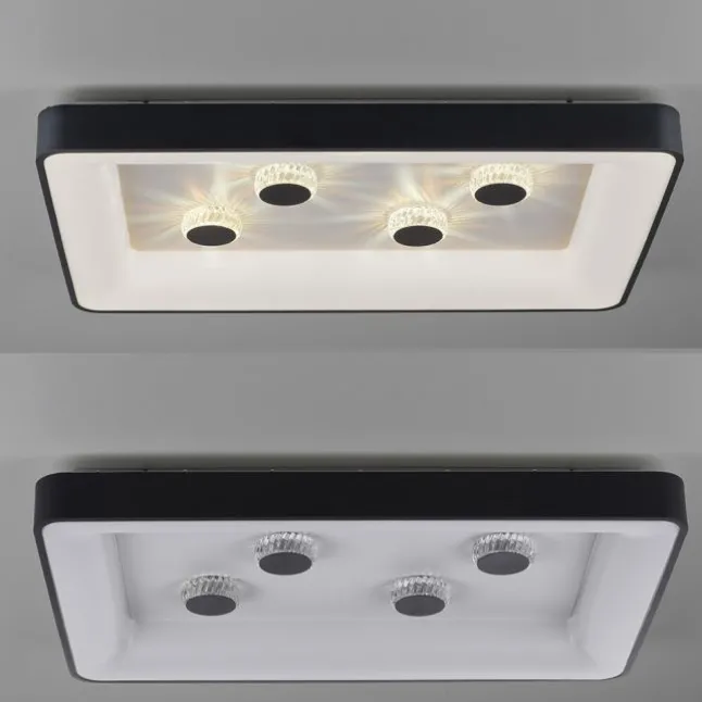 LED Deckenleuchte schwarz rechteckig Kristalleffekte dimmbar steuerbar CCT