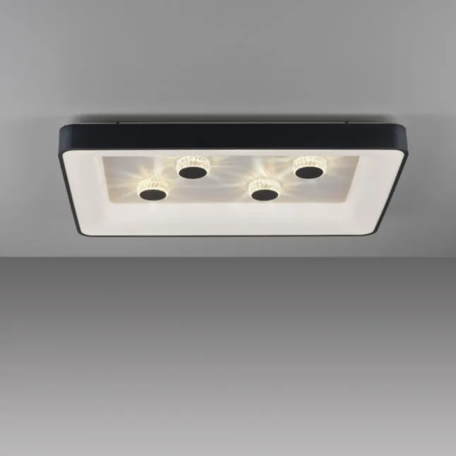LED Deckenleuchte schwarz rechteckig Kristalleffekte dimmbar steuerbar CCT