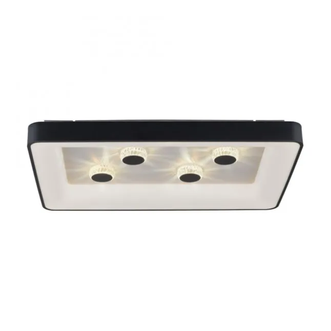 LED Deckenleuchte schwarz rechteckig Kristalleffekte dimmbar steuerbar CCT