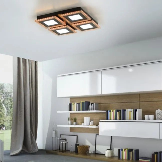 LED Deckenleuchte schwarz RGB Farbmodus CCT dimmbar 4 flammig