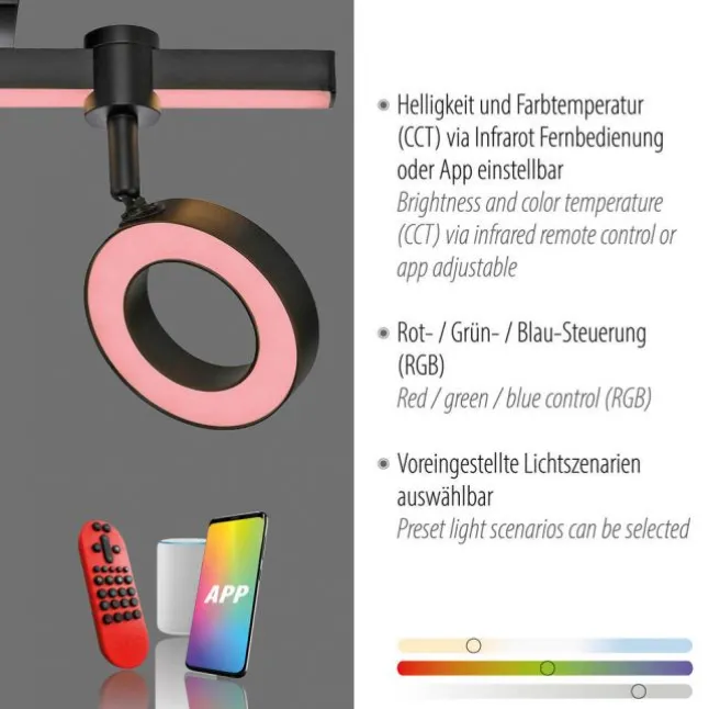LED Deckenleuchte schwarz Smarthome dimmbar Fernbedienung App