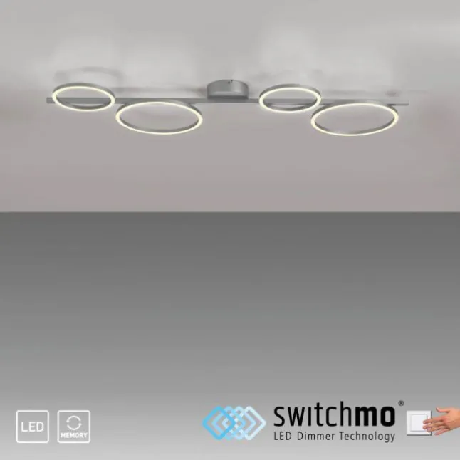 LED Deckenleuchte silber dimmbar in 3 Stufen Ringform Memoryfunktion