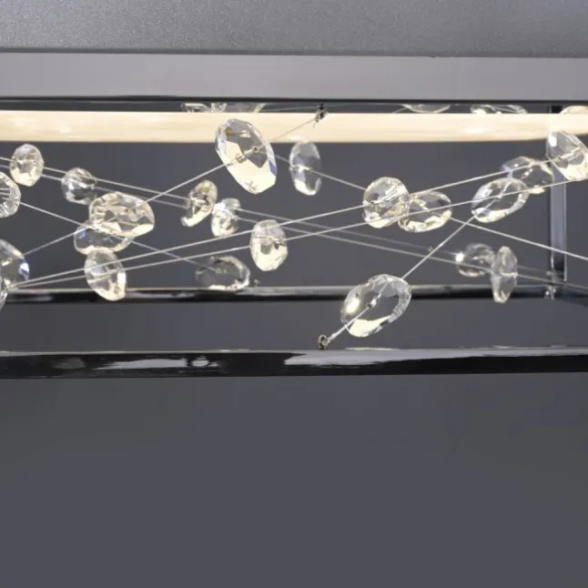LED Deckenleuchte SKINA, chrom, quadratisch dimmbar, Funk-Fernbedienung
