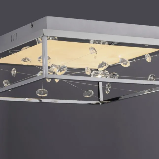 LED Deckenleuchte SKINA, chrom, quadratisch dimmbar, Funk-Fernbedienung