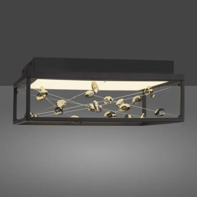 LED Deckenleuchte SKINA, schwarz, quadratisch, dimmbar, Funk-Fernbedienung, Memory
