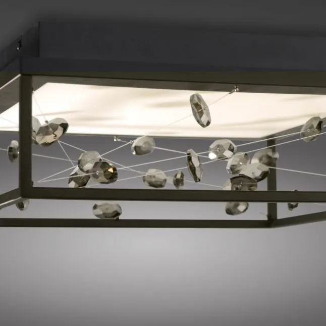 LED Deckenleuchte SKINA, schwarz, quadratisch, dimmbar, Funk-Fernbedienung, Memory