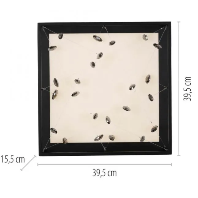 LED Deckenleuchte SKINA, schwarz, quadratisch, dimmbar, Funk-Fernbedienung, Memory