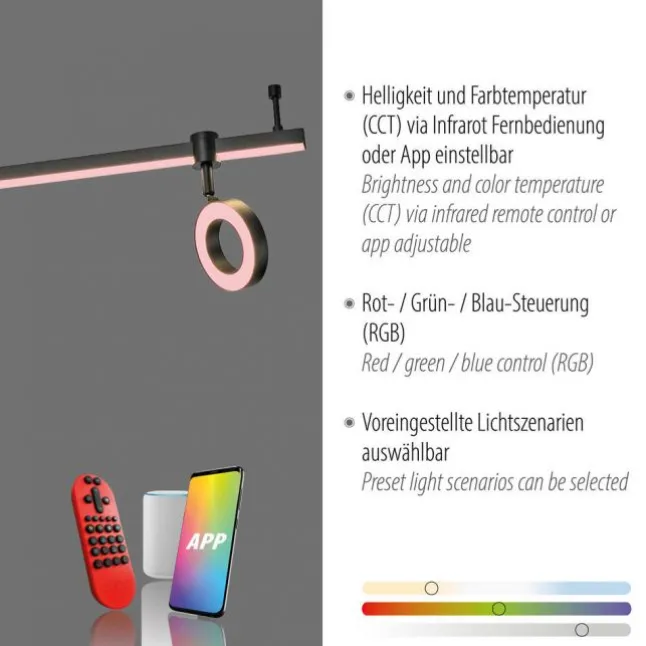 LED Deckenleuchte Smarthome schwarz dimmbar Fernbedienung App
