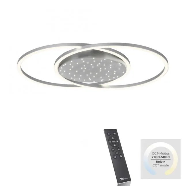 LED-Deckenleuchte, stahlfarben, Fernbdienung, dimmbar, CCT