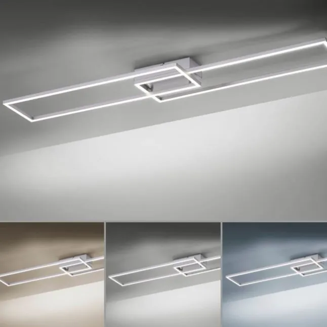 LED Deckenleuchte, stahlfarben, dimmbar, CCT, modern, 110cm lang
