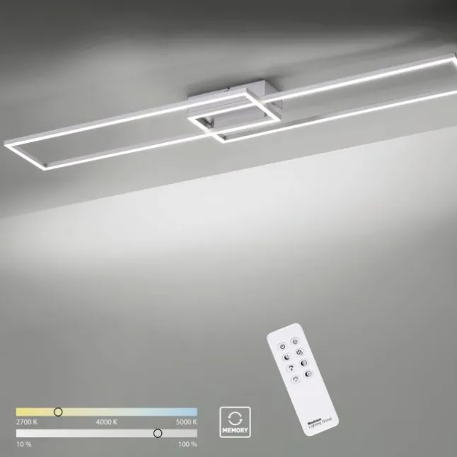 LED Deckenleuchte, stahlfarben, dimmbar, CCT, modern, 110cm lang