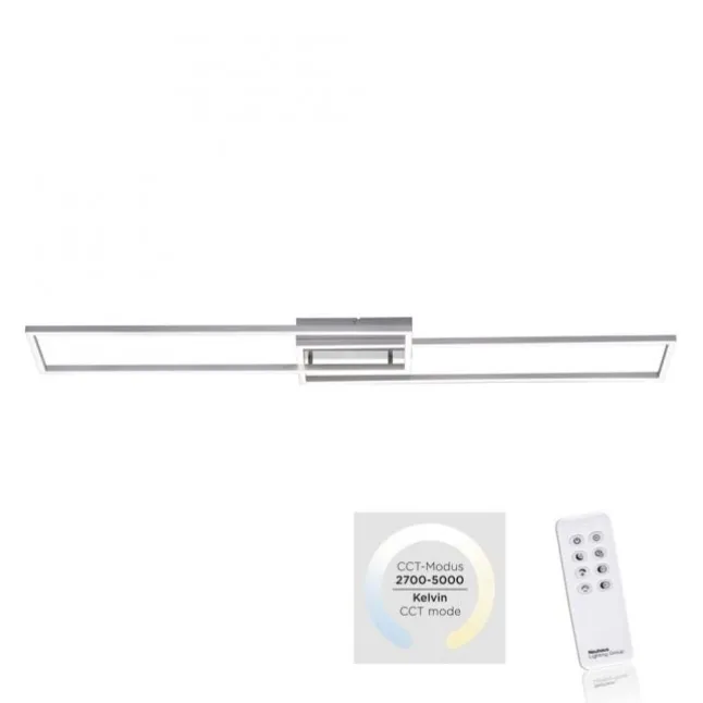 LED Deckenleuchte, stahlfarben, dimmbar, CCT, modern, 110cm lang